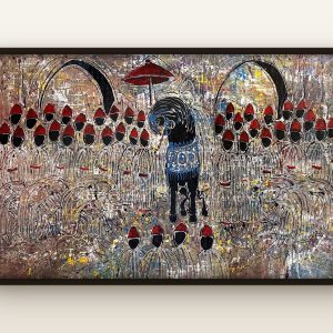 The Horse Between Two Arches by Abdelhamid Kalmoun, framed